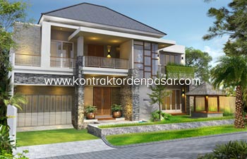 Desain Rumah Mewah 2 Lantai Ibu Dewi Luas 450 m2