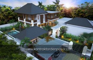 Desain Rumah 2 Lantai Gaya Villa luas 400 m2 Bp Nyoman Pecatu