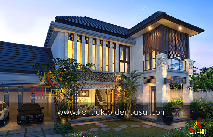 Desain Rumah 2 Lantai 4 kamar tidur luas 210 m2 di Buduk
