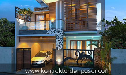 Desain Rumah 2 lantai Luas 150m2 Lebar 8 meter Pak Ricky di Denpasar