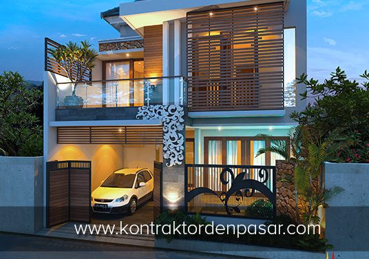 Desain Rumah 2 lantai Luas 150m2 Lebar 8 meter Pak Ricky di Denpasar