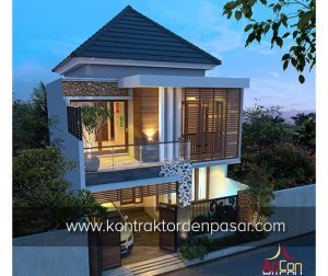 Desain Rumah 2 lantai Luas 150m2 Lebar 8 meter Pak Ricky di Denpasar 2