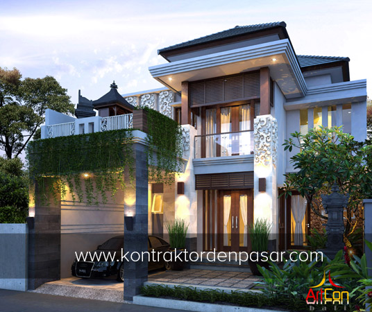 Desain Rumah 2 Lantai 4 Kamar Tidur luas 150 m2 Bali Modern Style